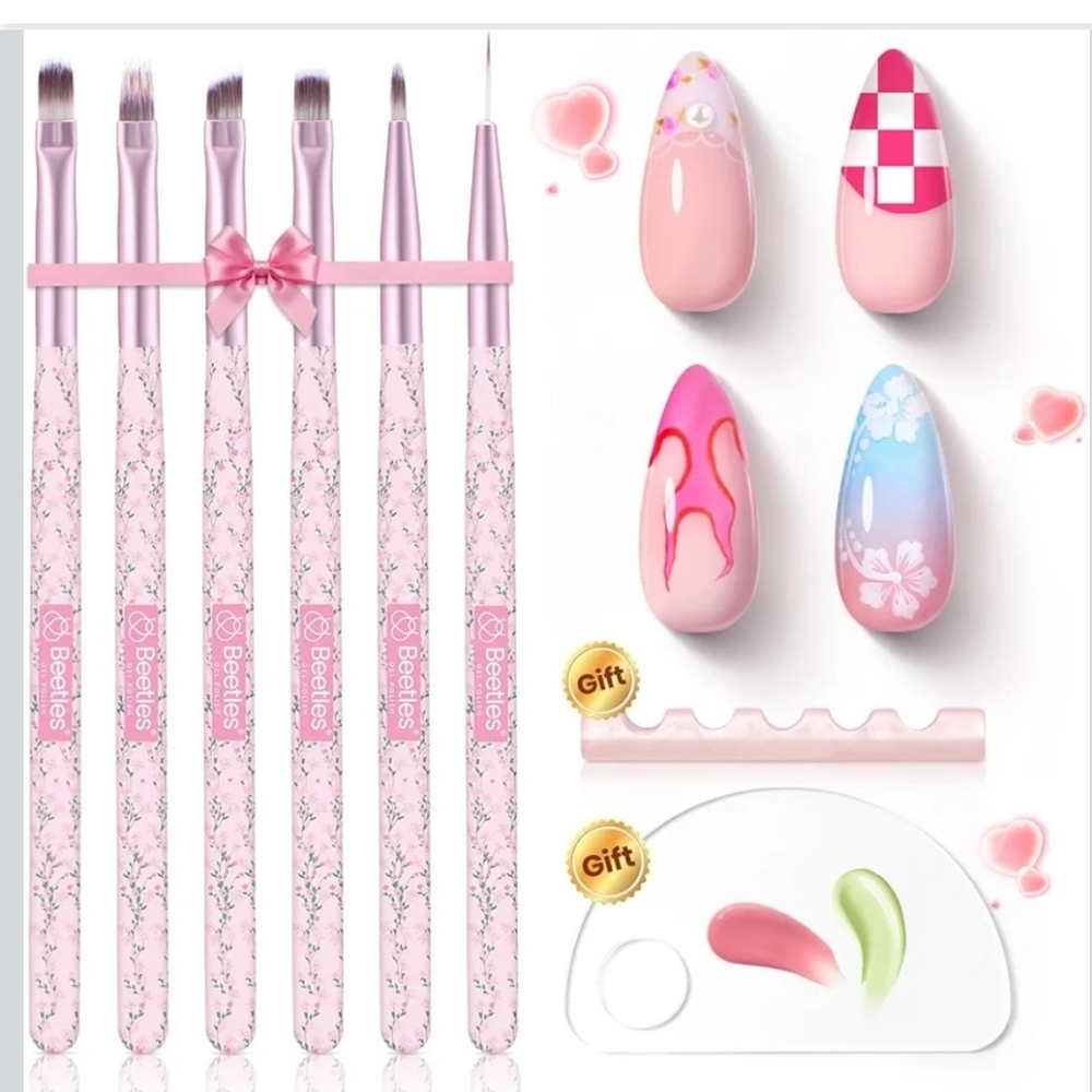 Beetles Gel Polish Nail Art Brushes Set - 6 Pcs